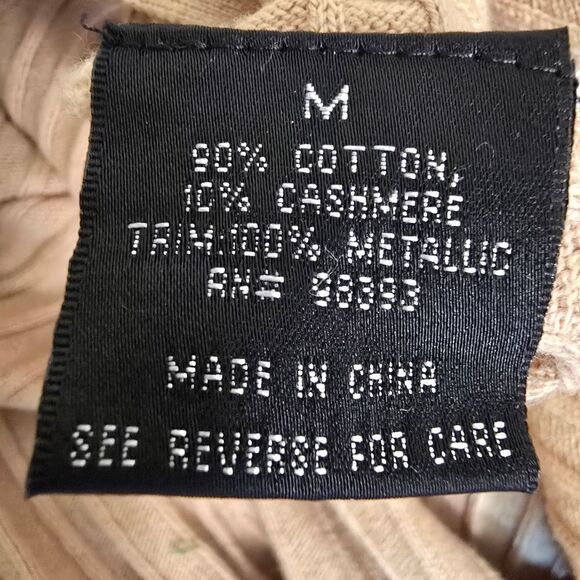 PAMELA DENNIS Beige Ribbed Wrap Dress Size Medium - Picture 7 of 9